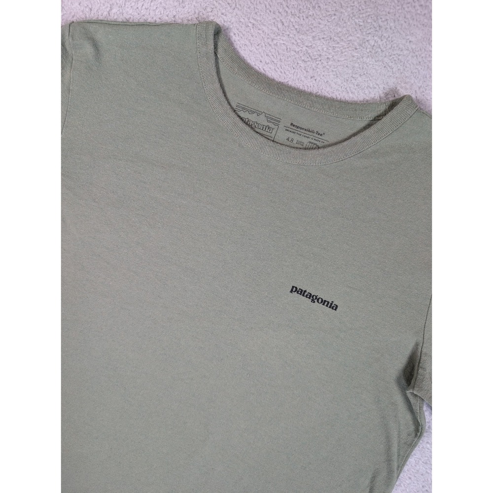 Patagonia Long Sleeve Responsibili-Tee P-6 Logo Sage Green 37445FA21 Womens M